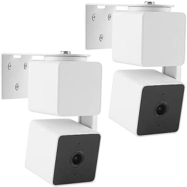 Imagem de UYODM 2 unidades de suporte de parede adesivo de metal compatível com Wyze Cam Pan V3/Wyze Cam V4/V2, VHB Stick On, suporte de montagem sem perfuração para Wyze Obtenha a melhor visualização,