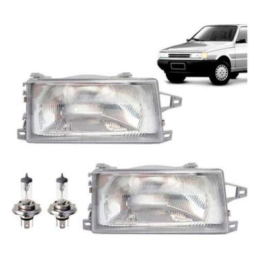 Imagem de Kit par farol cromado uno mille fire smart 1991 a 2003 fiorino elba + 