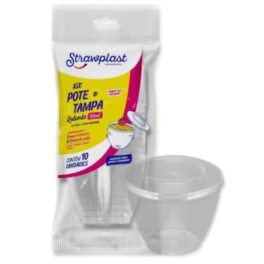 Imagem de Kit pote/tampa 150 ml. strawplast p/ sobremesas c/ 240 un.