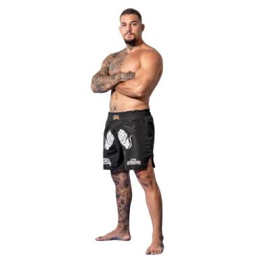 Imagem de Short Calção Muay Thai Boxe Luta Oficial 1 Fit Preto Unissex, G, Preto