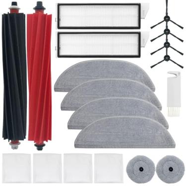 Imagem de Kit de acessórios para encaixe Xiaomi Roborock S8 MaxV Ultra/S8 MaxV, 1 par de escovas de rolo, 2 filtros Hepa, 4 escovas laterais, 4 panos de esfregão planos, 2 almofadas circulares, 4 sacos de pó, 1