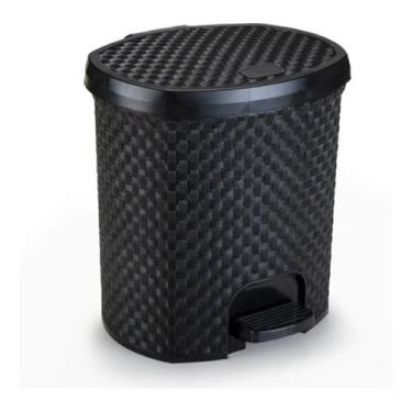 Imagem de Lixeira Com Pedal Rattan 6 Litros P Cozinha Banheiro PRETO - NITRON
