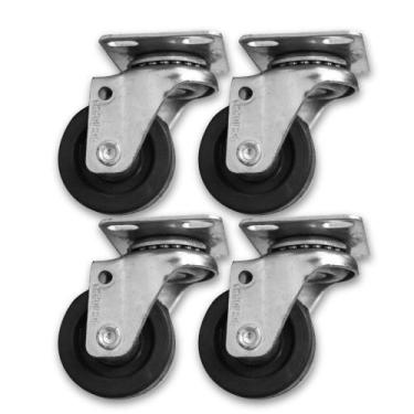 Imagem de Kit 4 Rodízios 210 Borracha c Placa Giratória s Trava p 50kg - Schiopp