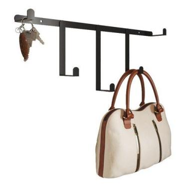 Imagem de Cabideiro Industrial Decorativo Ferro Preto 45x16x5cm - RDS