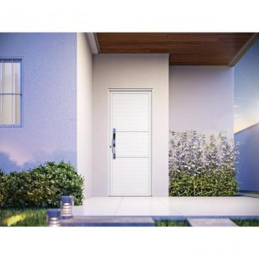 Imagem de Porta de Alumínio Lambri 215x89cm com Puxador de 60cm Riobras Aluminío