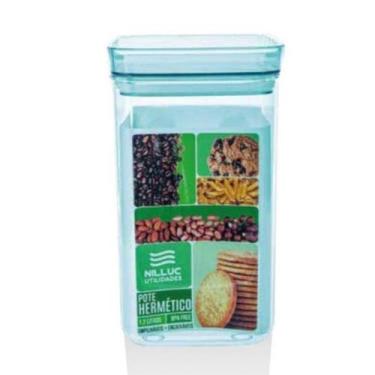 Imagem de Pote Hermetico Acrilico Quadrado1,2 Lts M  Empilhavel Nilluc, VERDE