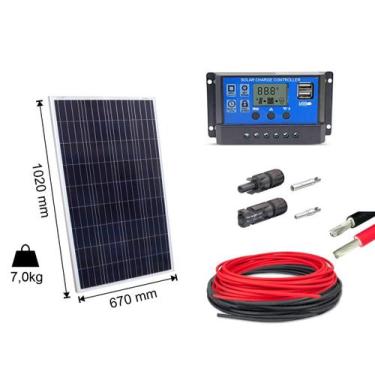 Imagem de Kit Painel Placa Energia Solar 100w Contro30a Cabo E Mc4 - Resun