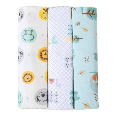 Imagem de Kit 3 Cueiros Flanelado 80X80cm Estampados Grande Macio Papi/karinho 8