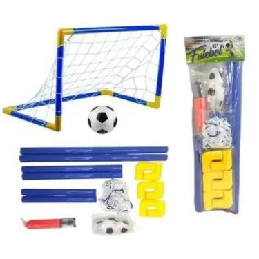 Imagem de Kit Trave Bola 40Cmx60Cm Infantil Gol Rede Com Bomba De Ar - Wellkids