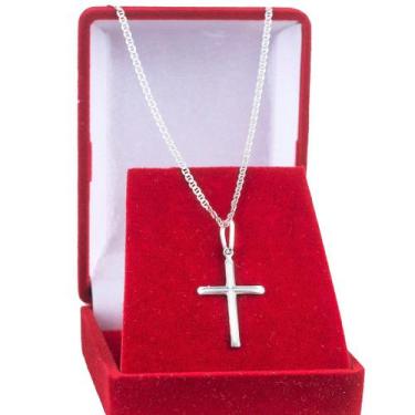 Imagem de Cordão Corrente Masculina De Prata 925 Piastrine 70cm E Cruz - DR Joia