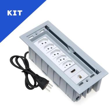 Imagem de Kit 2 Caixas De Tomadas 7 Blocos 5 Tom 10A 1 HDMI 1 Rj45 - CONNECT CAI