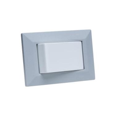 Imagem de Espelho de Tomada Simples Chanfrado com 1 Interruptor Cinza - CONNECT 