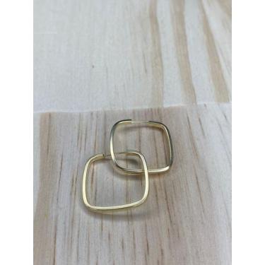 Imagem de Brinco Argola Quadrada Fio Quadrado Grossinha Ouro 18k - casadasjoiaso
