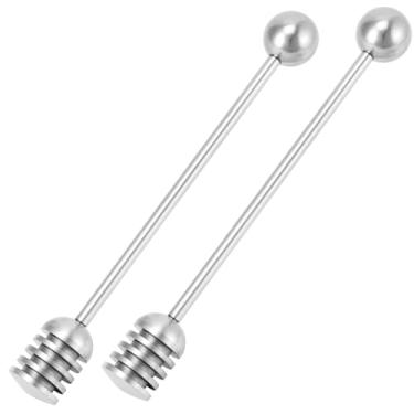 Imagem de QWORK Molhos de aço inoxidável para mel e xarope, 15 cm, resistente à ferrugem, conveniente para limpar, pode ser lavado na lava-louças, ideal para regar mel, xarope, café e muito mais, 2 peças