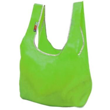 Imagem de EcoJeannie Ripstop Bolsa reutilizável de nylon dobrável sacola de compras de mercearia com bolsa embutida, RB0003 (verde)