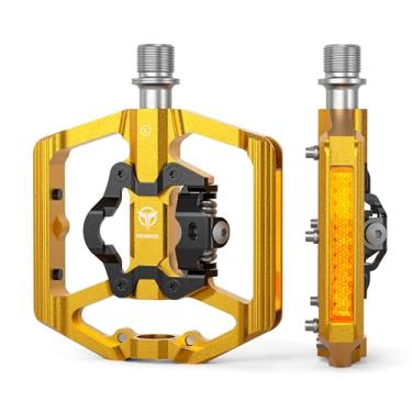 Imagem de Pedais de mountain bike com refletor - placa de dupla função e pedais sem clipe, pedal de bicicleta 9/40.6 cm compatível com SPD - 3 rolamentos selados pedais de montanha plataforma de bicicleta