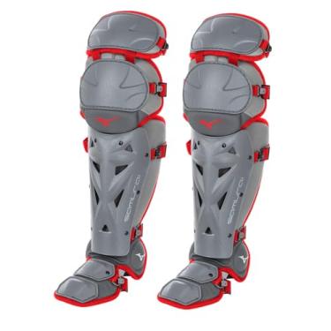 Imagem de Caneleiras femininas de softbol Mizuno Samurai Fastpitch, Grey/Red, 16"