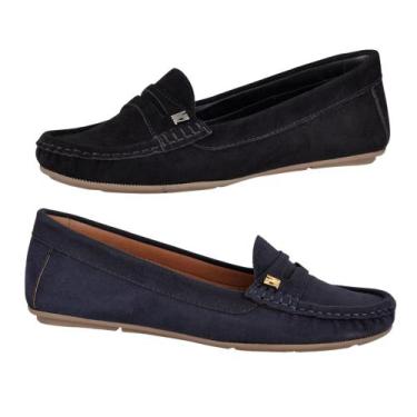Imagem de Kit 2 Mocassins Femininos Super Conforto em Camurça - Novo Hábito, Pre