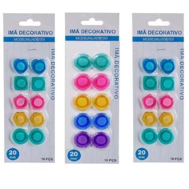 Imagem de Kit 30 Imã Coloridos Para Geladeira para Fotos e Recados - Inter