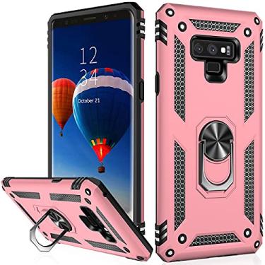 Imagem de IKAZZ Capa protetora para Galaxy Note 9, grau militar, à prova de choque, resistente, teste de queda de 4,9 m, com suporte magnético, ouro rosa