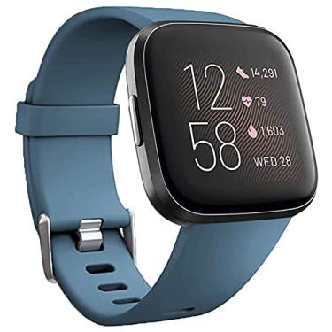 Imagem de Pulseiras de substituição compatíveis com Fitbit Versa/Versa 2/Versa Lite, pulseira de silicone ajustável clássica acessório pulseiras fitness para mulheres e homens, pequena e grande