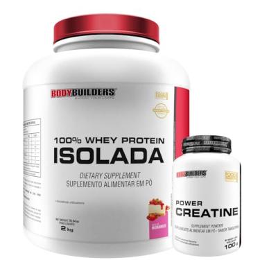 Imagem de Kit Whey 100% Isolada Morango 2kg + Power Creatina 100g - Bodybuilders