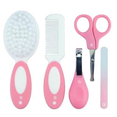 Imagem de Kit Higiene Infantil Cuidados Bebê Pimpolho 5 Peças, Rosa