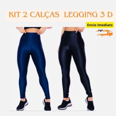 Imagem de Kit 2 Calças Legging Feminina 3 D fitness levanta Empina Bumbum -Cintu
