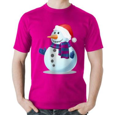 Imagem de Camiseta Algodão Boneco de neve - Foca na Moda, Rosa, P
