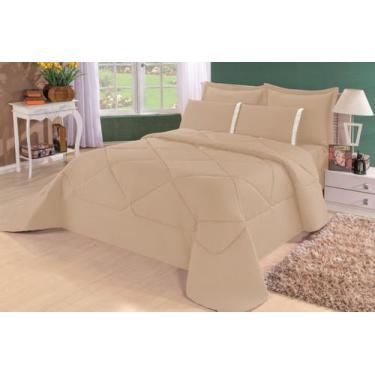 Imagem de Kit Edredom Requinte Percal 180 fios + Lençol Casal Queen 6 Peças Bran