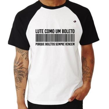 Imagem de Camiseta Raglan Lute como um boleto - Foca na Moda, Branco, Preto, M