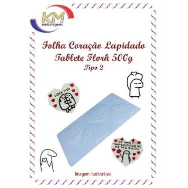 Imagem de Folha Coração Lapidado Tablete Flork 2 tipo 500g - unid - coração de c