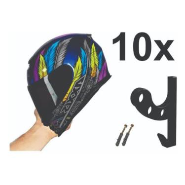 Imagem de Kit 10 Suporte De Parede Para Capacete Com Gancho Preto - 3D Art