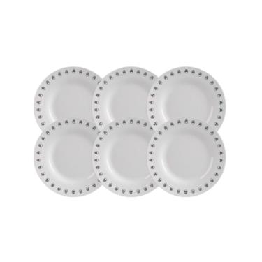 Imagem de Jogo Prato De Sobremesa Opaline Menu Branco Vidro - Kit 6 Un