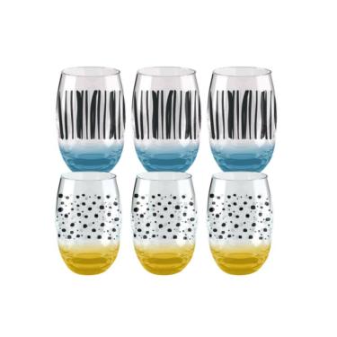 Imagem de Jogo De Copo Free Path Aruba Amarelo Vidro 465ml - Kit 6 Un