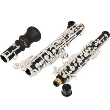 Imagem de Oboé iniciante nível de estudante ABS corpo banhado a prata semiautomático tom C com palhetas, pano de limpeza, cotonete de oboé, papel em pó, papel absorvente, descanso de polegar, chave de fenda,