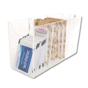 Imagem de Porta Açúcar com 3 Divisórias em Acrílico Transparente Adoçante Mexedo