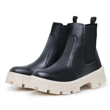 Imagem de Bota Coturno Feminino Tratorada Chelsea Confortavel Sola Off  - Myrol 