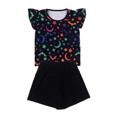 Imagem de Conjunto Infantil Preto com Estampa de Morcego Neon - Destak, 12