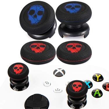 Imagem de PlayRealm- Extensor de joystick Playrealm FPS x 2 e capa de silicone de borracha para impressão x 4 para controle Xbox Series X/S e Xbox One (vermelho fantasma e azul)