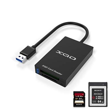 Imagem de Leitor de cartão XQD, leitor de cartão USB 3.0 XQD/SD Dual Slot Leitor de cartão de memória 5Gpbs Super Speed Support Sony G/M Series, Lexar 2933x/1400x USB Mark XQD, cartão SD para Windows/Mac OS