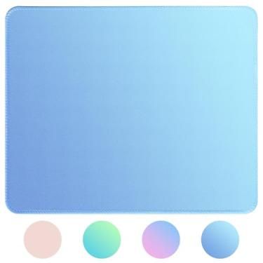 Imagem de Bloss Mouse pad pequeno para jogos, tapete de mesa para teclado e mouse, mousepad de mesa azul gradiente com bordas costuradas, mouse pad de computador (11,8 x 9,8 x 0,12 polegadas)