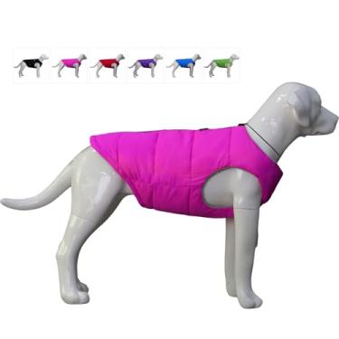 Imagem de Jaqueta de inverno para cães, à prova d'água, à prova de vento, colete de inverno para cães de lã polar superquente, com fecho de zíper suave para cães pequenos, médios e grandes, rosered P