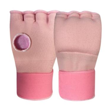 Imagem de menolana Luvas internas de mão para boxe, luvas macias de meio dedo sob proteção com alça de pulso longa para esportes de taekwondo mma, Rosa