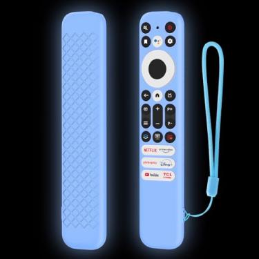 Imagem de LEFXMOPHY Capa para controle remoto TCL RC813 FMB1 / RC902V FMR1 / RC923 2023, capa de silicone para TCL Q6 Q7 QM8 S4 S3 Series Google TV protetor de controle remoto brilha no escuro - azul