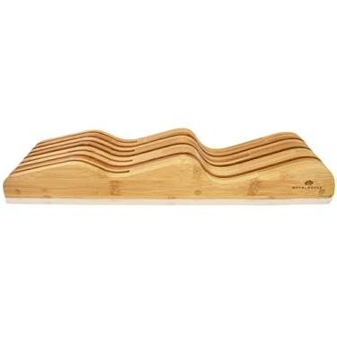 Imagem de Porta-facas de bambu da Royal House – Organizador de gaveta de facas – Perfeito para casa e chefes – Suporte de facas premium – Facas não incluídas
