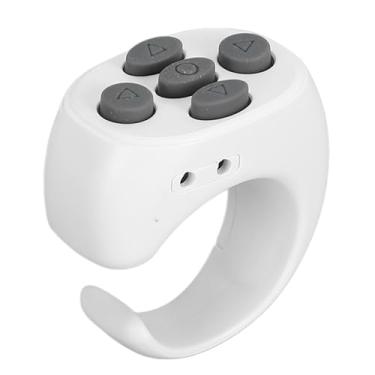 Imagem de Obturador Remoto da Câmera, Display Led Página Turner Função Anel de Rolagem Multifuncional Pequeno Suporte do Telefone Com Caso de Carregamento do Telefone (Branco)