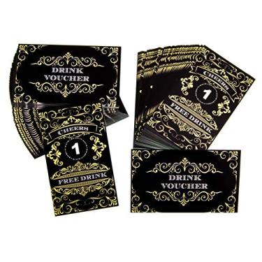 Imagem de RXBC2011 100 bilhetes de bebida grátis cupons para uma bebida grátis, casamento, Halloween, trabalho, evento, festa, bar, pacote, Preto, 100PCS