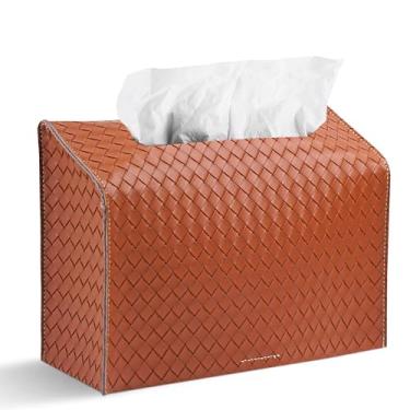 Imagem de LIZIMANDU Capa de couro para caixa de toalha de mão de papel descartável, compatível com toalha de mão de papel Kleenex (1-marrom)