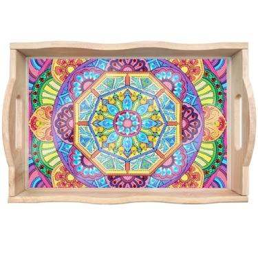 Imagem de DIY Diamond Art Tray with Handle 5D Diamond Art Painting Plate Creative Design Handmade Wooden Tray 13.8x9.6 Inches (J5)